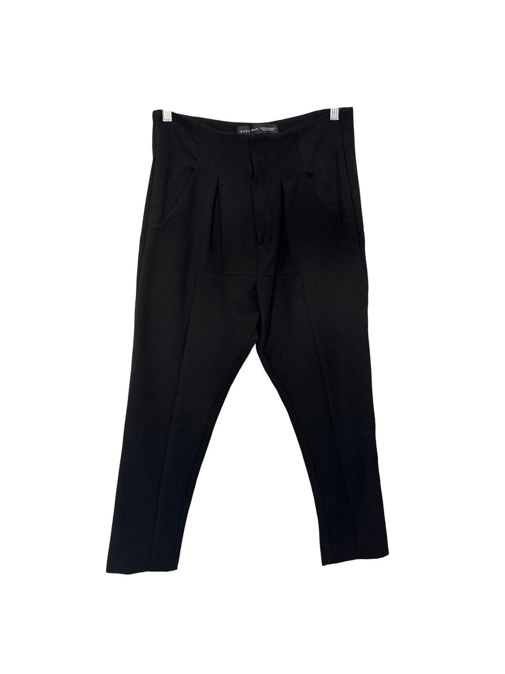 ZARA MAN Black Business Tapered Pants with Ribbed Side Panels medium